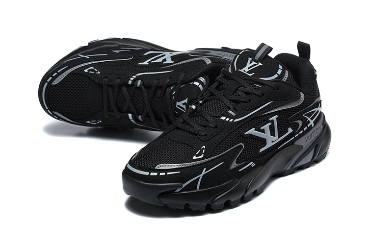 Louis Vuitton Black and Silver Graphic Low-Top Sneakers