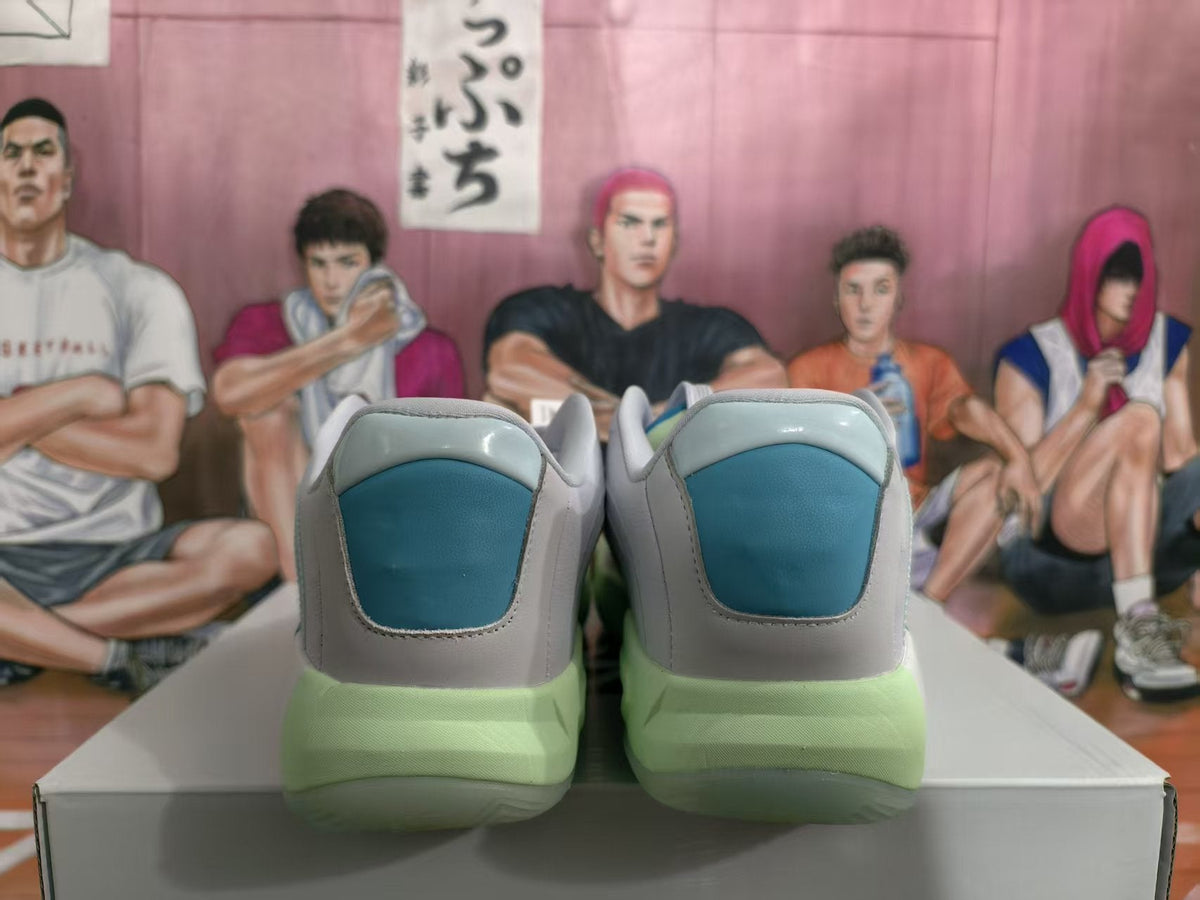 Jordan White Green Blue Basketball Sneakers