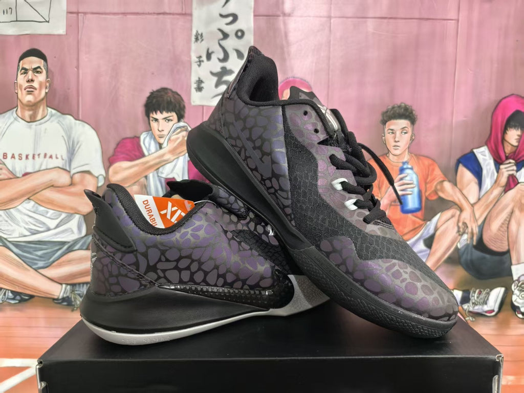 Black and Purple Pattern Basketball Sneakers