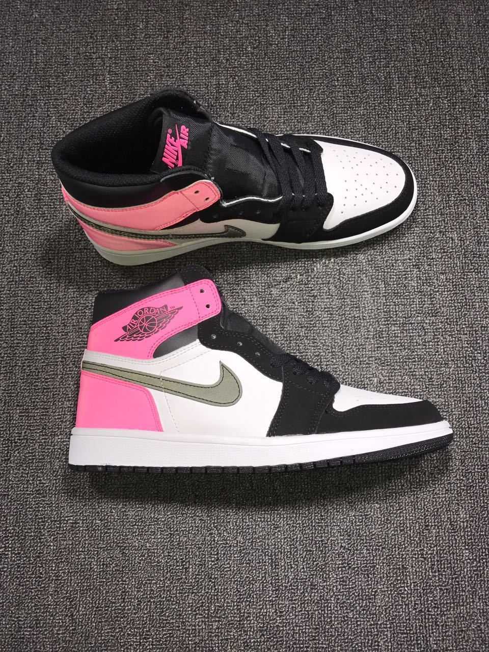 Jordan 1 High Pink Black White Sneakers