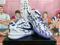 Nike White Purple Graffiti Basketball Sneakers