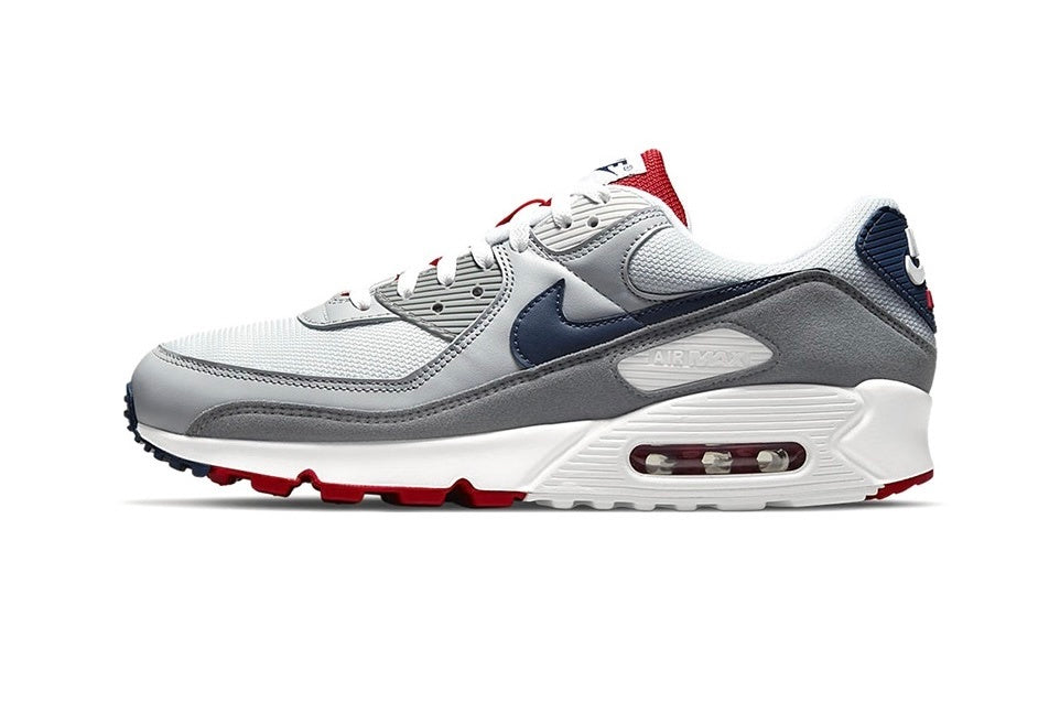 Nike Air Max 90 Sneakers White Grey Navy Red