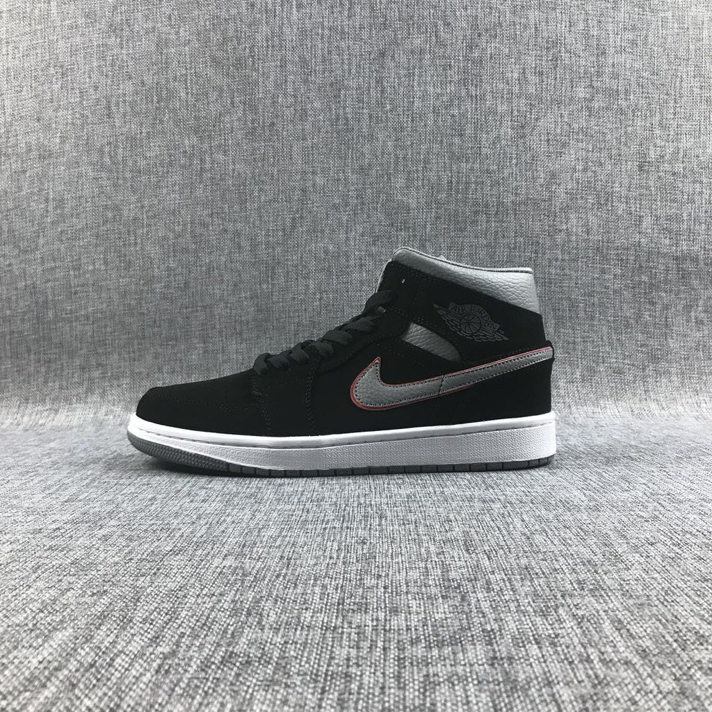 Air Jordan 1 Mid Black Grey Red 554724-060 Sneakers