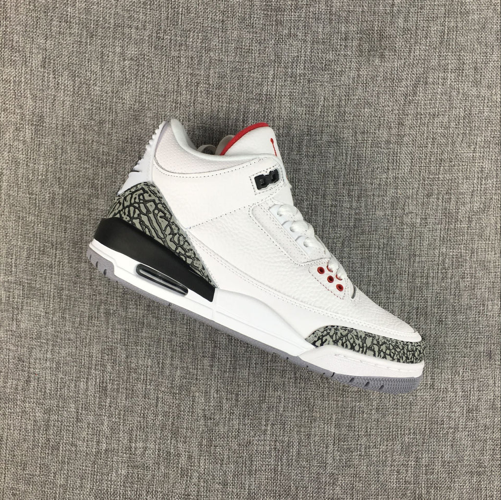 Jordan 3 White Cement Sneakers in White and Grey