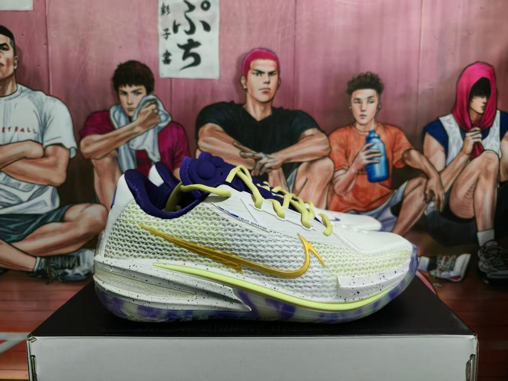 Nike Ariza PE Basketball Sneakers White Purple Yellow