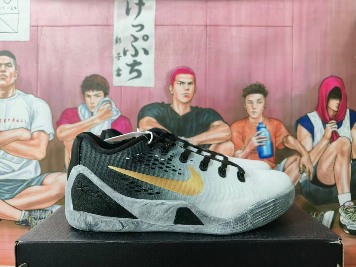 Nike Black and White Basketball Sneakers with Gold Accents