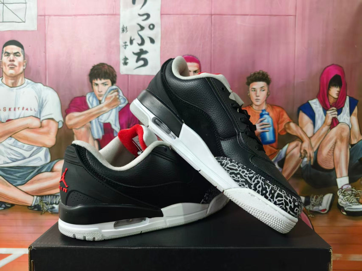 Jordan 3 Black and White Elephant Print Sneakers