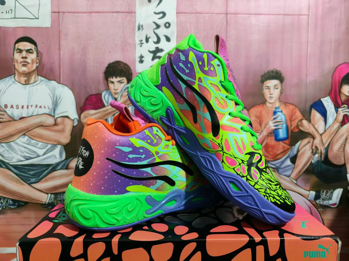 Puma Purple Green Basketball Sneakers