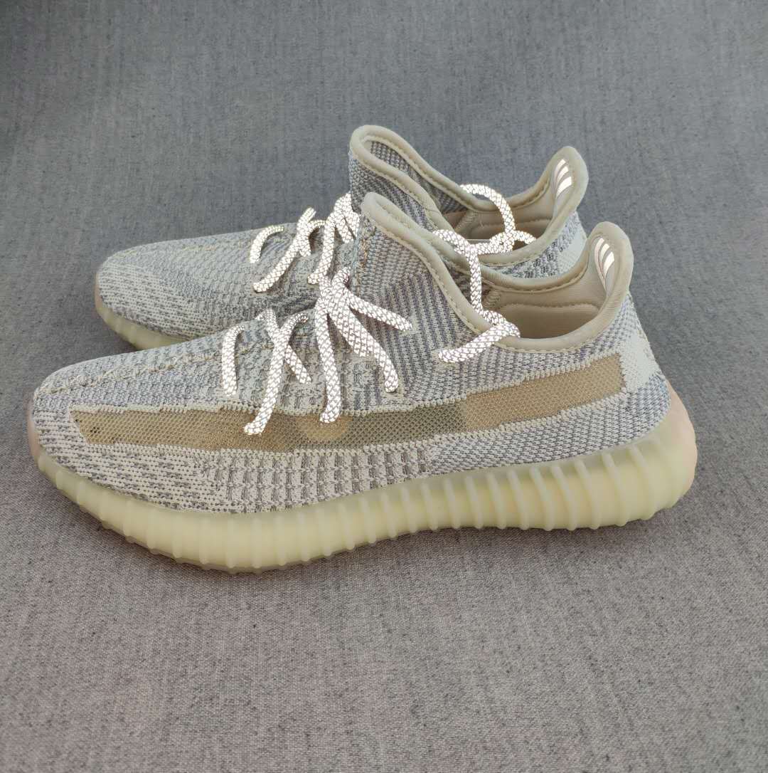 Yeezy 350 V2 Knit Sneakers in Gray and Cream