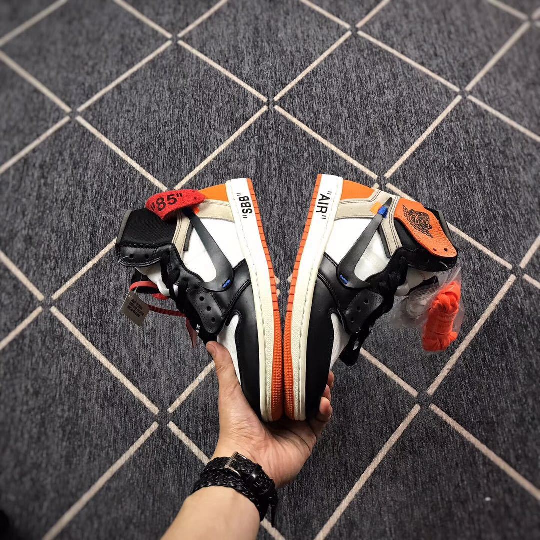 Air Jordan 1 Off-White Black Orange High-Top Sneakers