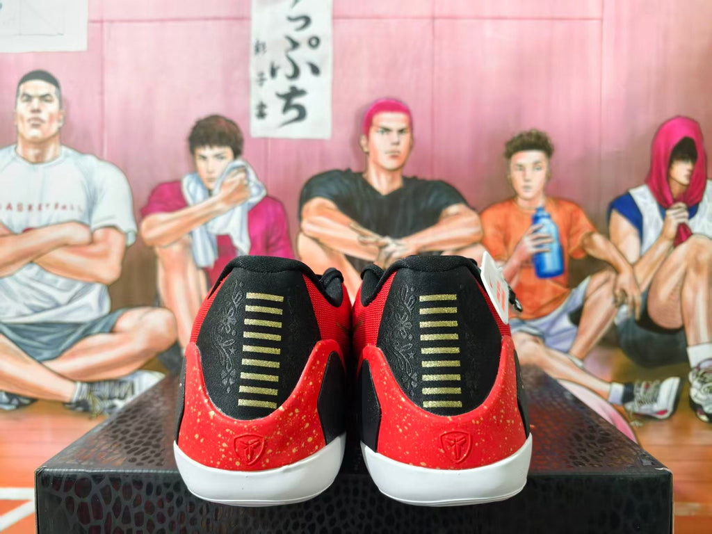 Nike Kobe 9 Low Basketball Shoes in Red and Gold