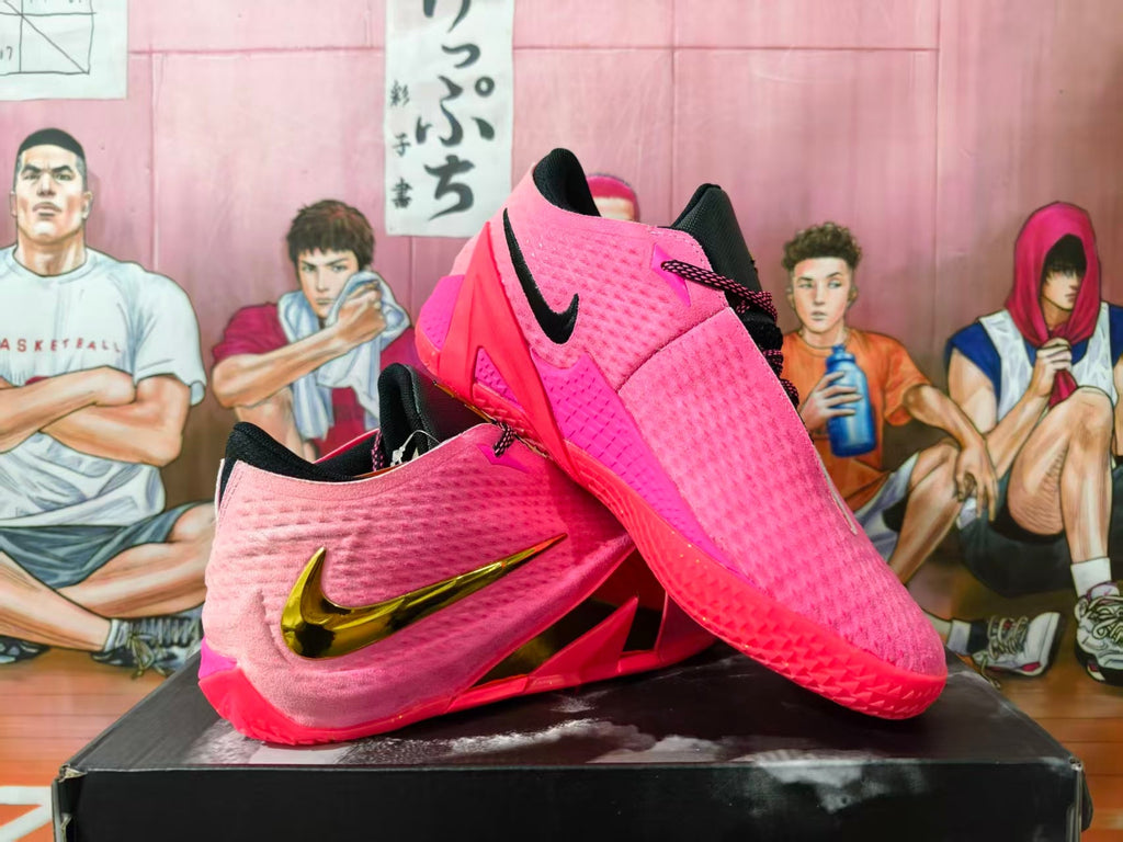 Nike Pink and Gold Basketball Shoes