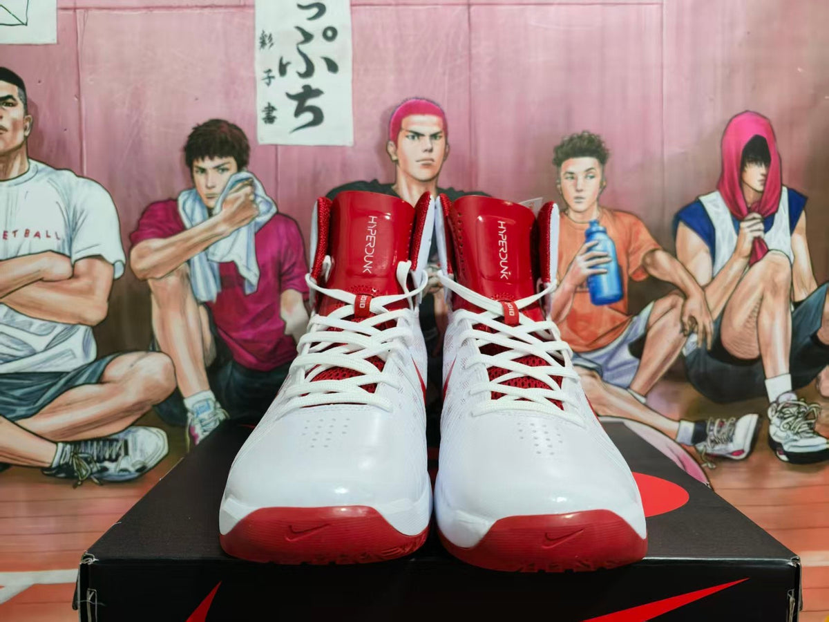 Nike Hyperdunk White and Red High-Top Basketball Shoes