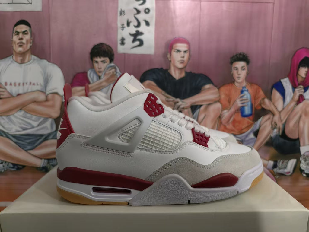 Nike Air Jordan 4 Retro SB White Grey Red Sneakers