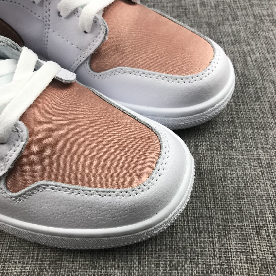 Air Jordan 1 Mid Rose Gold White Sneakers 555112-190