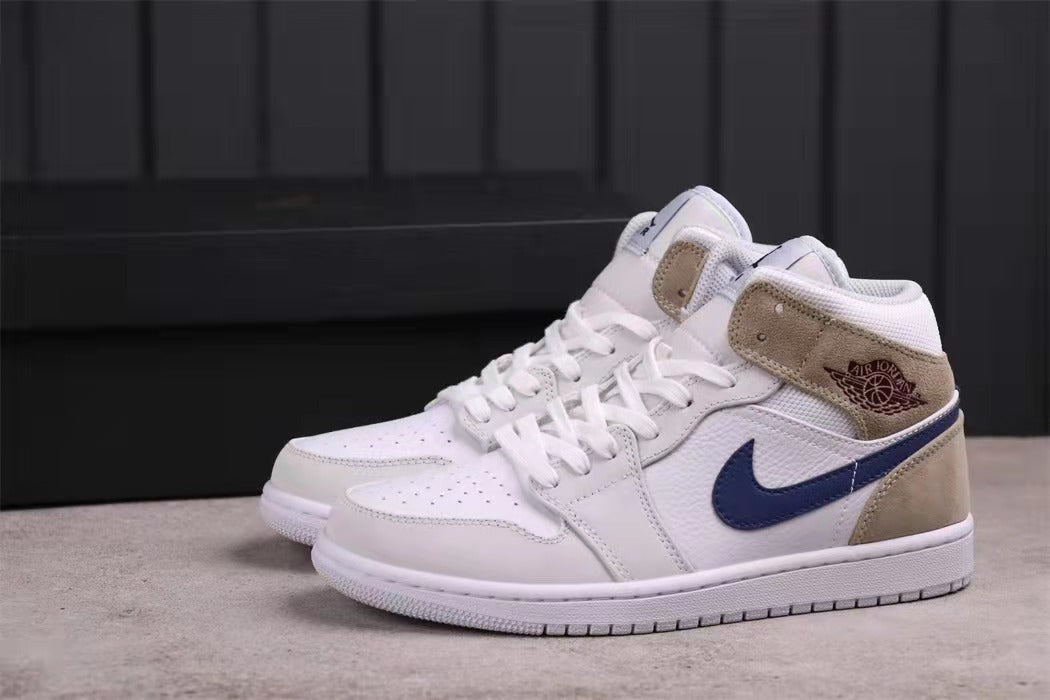 Jordan Air Jordan 1 Mid Sneakers White Blue Tan DO6726-100