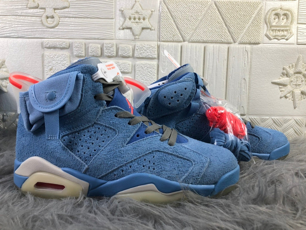 Jordan 6 Travis Sky Blue Suede Sneakers