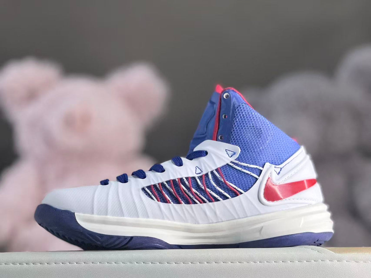 Nike HD2012 Kids High-Top Basketball Shoes White Blue Red