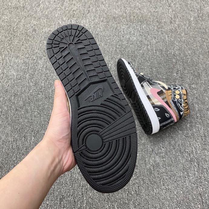 Jordan 1 Mid Paisley Sneakers Black Brown Pink