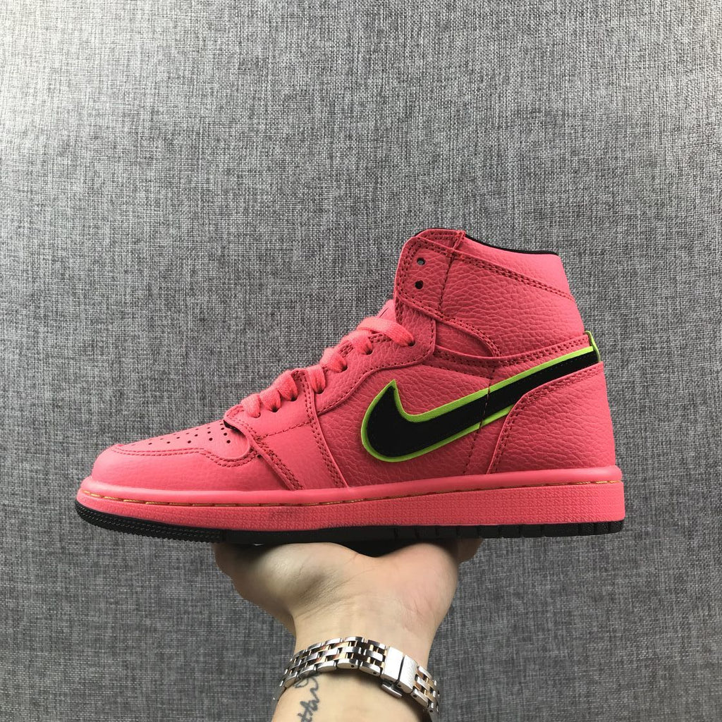 Jordan 1 Mid Hot Punch Black Volt Sneakers AQ9131-600