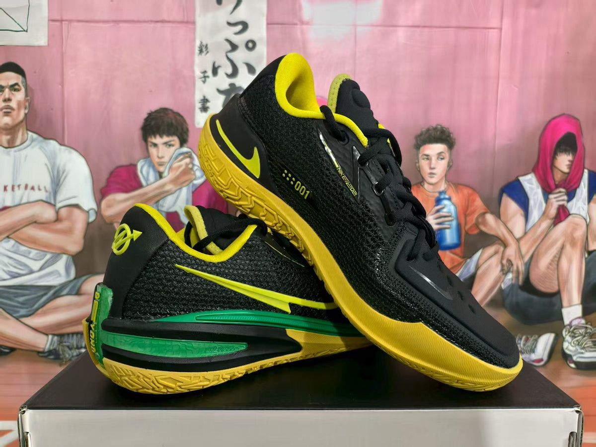 Nike Black Duck Basketball Sneakers Black Yellow Green