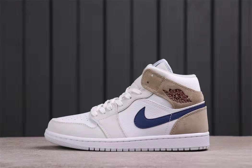 Jordan Air Jordan 1 Mid Sneakers White Blue Tan DO6726-100