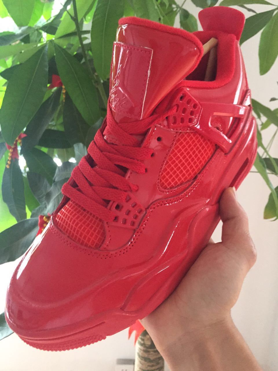 Jordan 4 Red Patent Leather Sneakers 719864 600