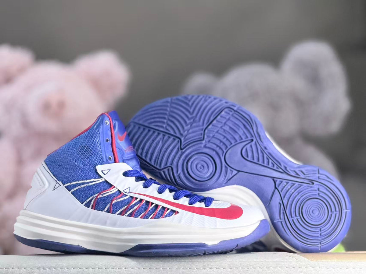Nike HD2012 Kids High-Top Basketball Shoes White Blue Red