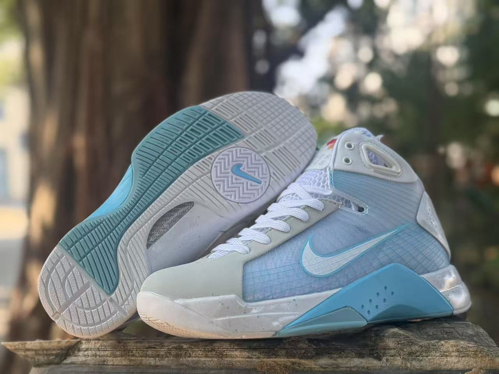 Nike HD2008 High-Top Basketball Sneakers White Light Blue