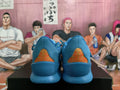 Blue Basketball Sneakers with Dragon Print Detail