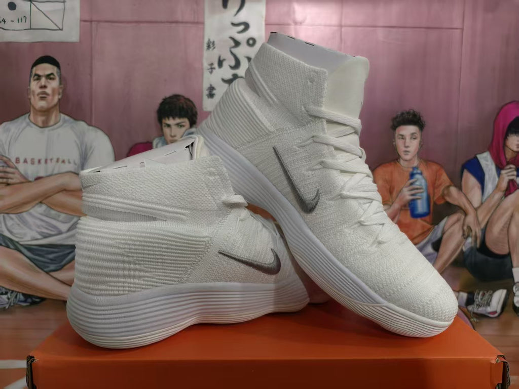 Nike High-Top Basketball Sneakers White Silver