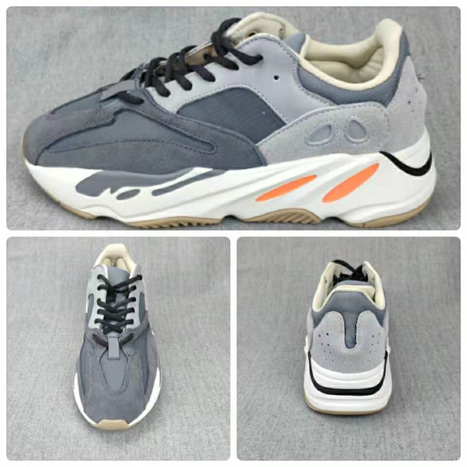 700 Grey Lifestyle Sneakers with Orange Accents