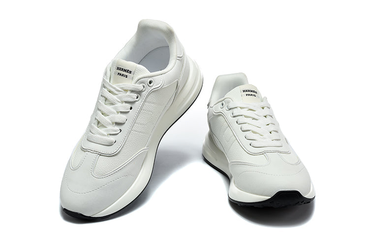 Hermès White Low-Top Lace-Up Sneakers