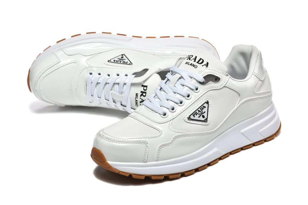 Prada Logo Low-Top Sneakers in White