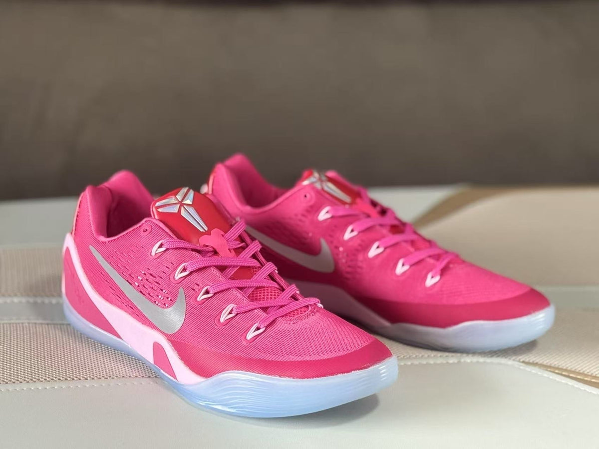 Nike Kobe 9 Pink Silver Basketball Sneakers