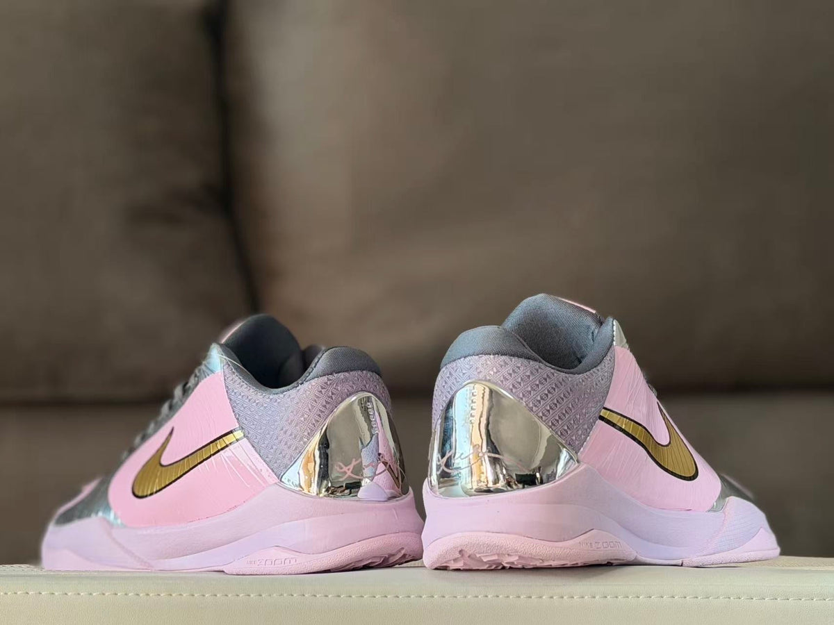 Nike Kobe 5 Low Basketball Shoes Pink Silver Gold