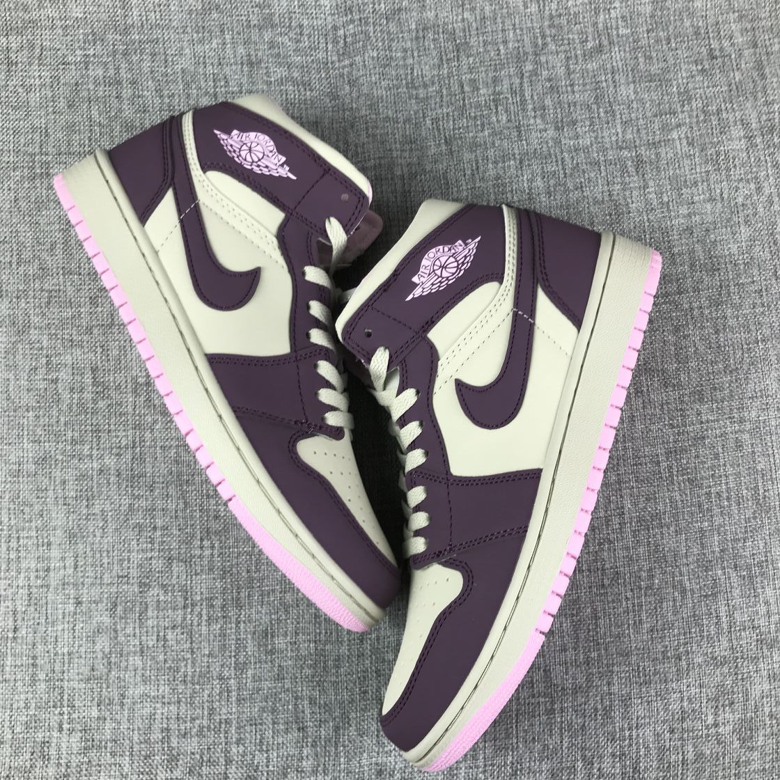 Jordan Air 1 Mid Purple White Pink Sneakers 555112-500