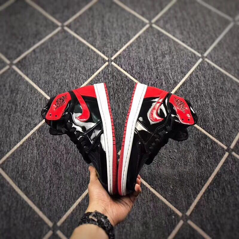 Jordan 1 High Black Red Patent Leather Sneakers