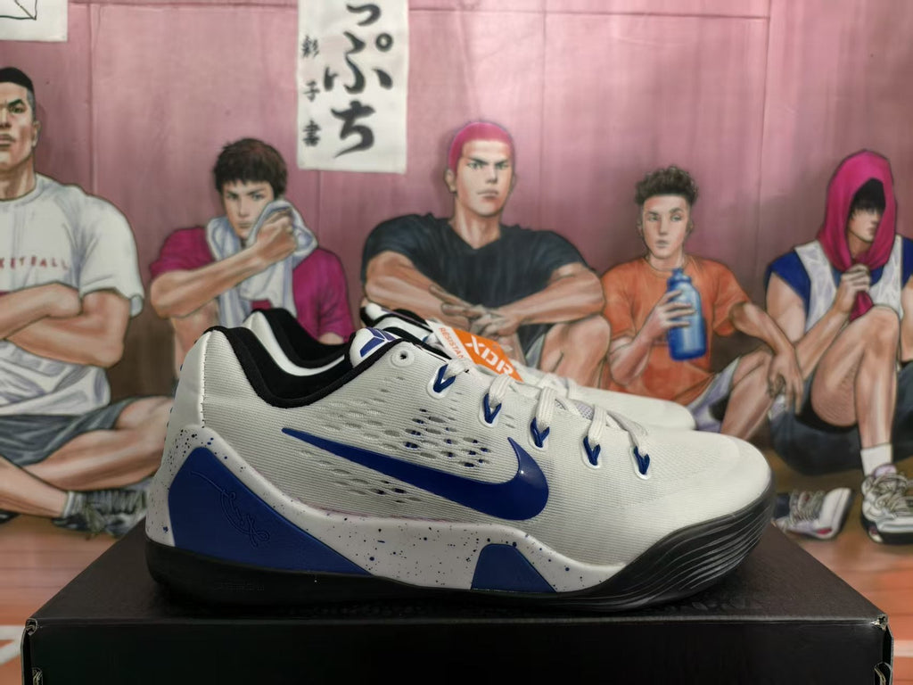 Nike White and Blue Basketball Sneakers