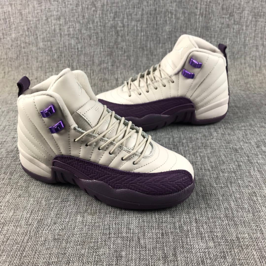 Jordan Air Jordan 12 Retro White and Deep Purple Sneakers