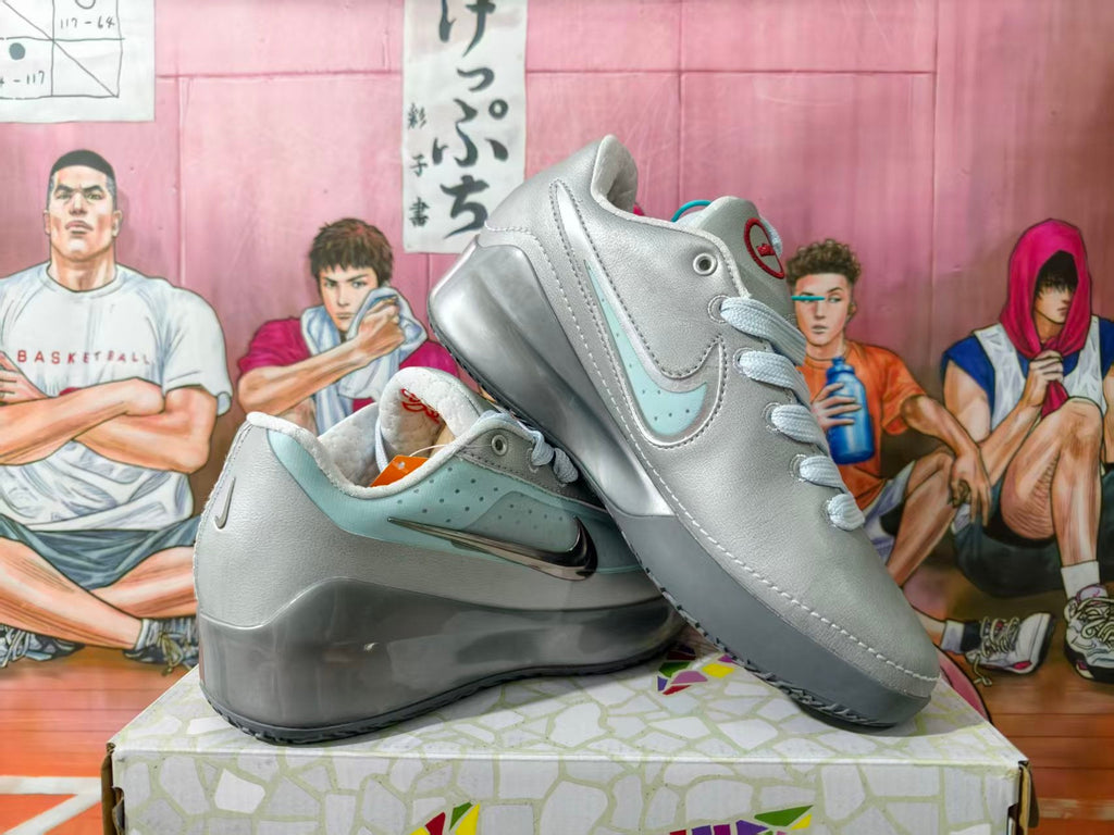 Nike Gray Low-Top Sneakers with Metallic Swoosh