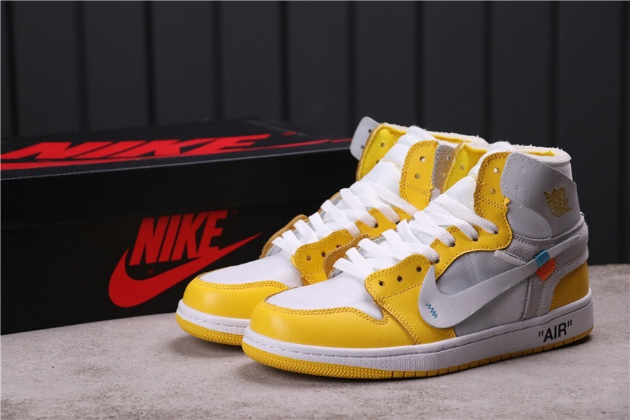 Jordan 1 High Off-White Sneakers White Yellow Grey