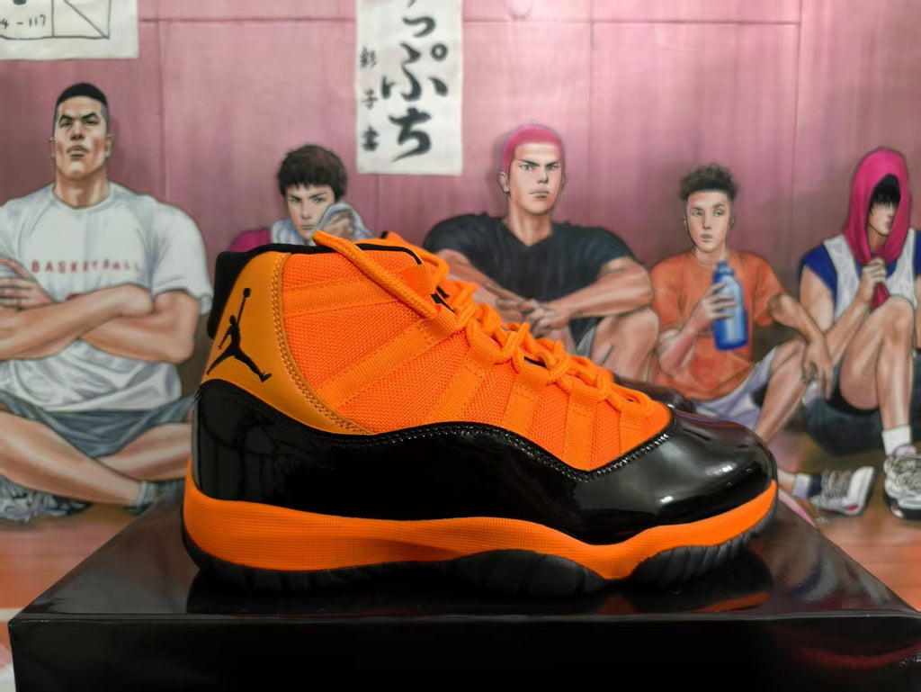 Jordan Black and Orange High-Top Basketball Sneakers