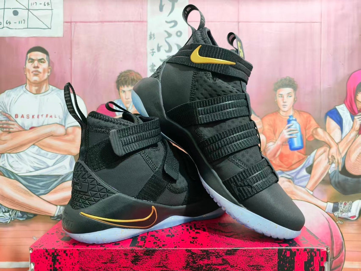 Nike LeBron Soldier 11 Black and Gold Basketball Shoes