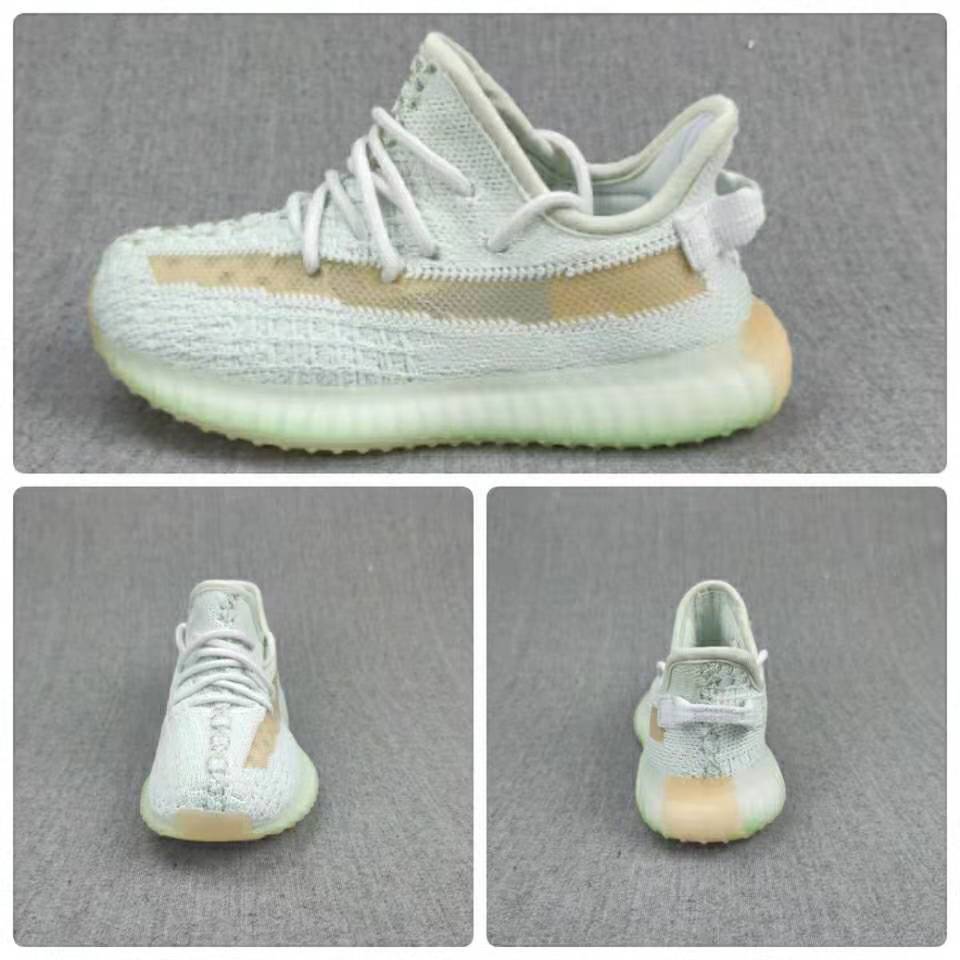 Yeezy 350 V2 Kids Sneakers Pale Gray with Tan Stripe