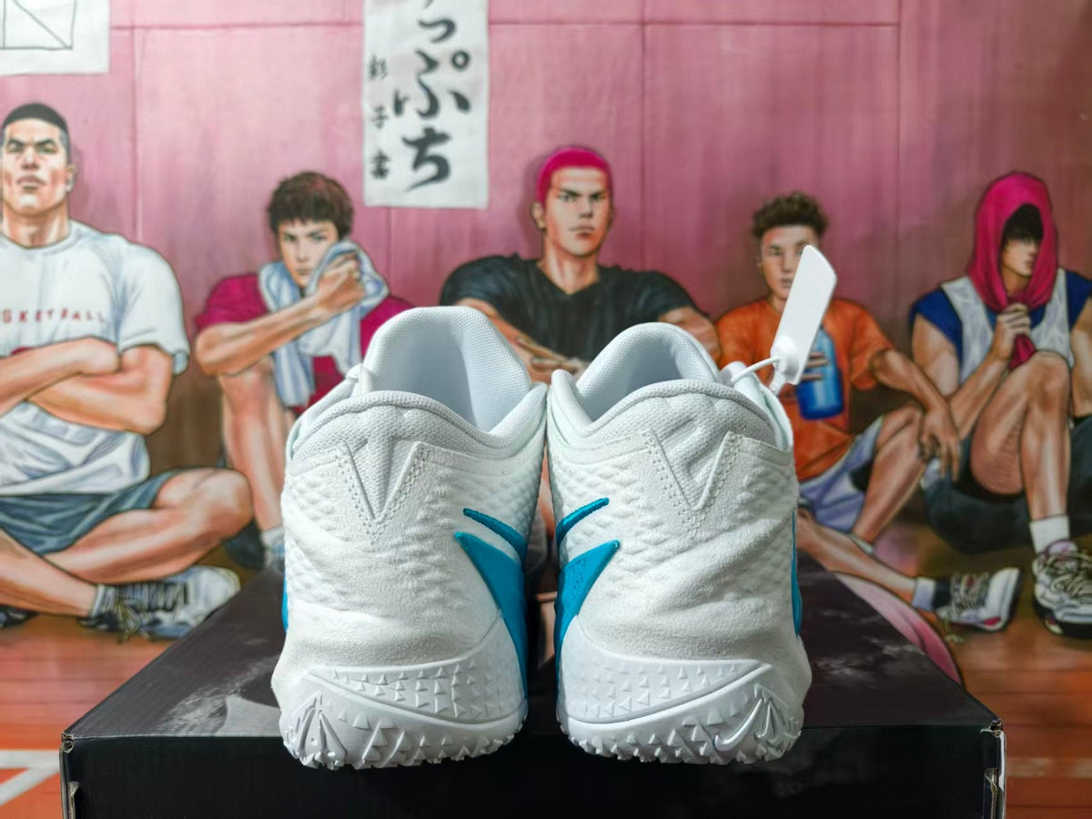 Nike White and Blue Basketball Shoes