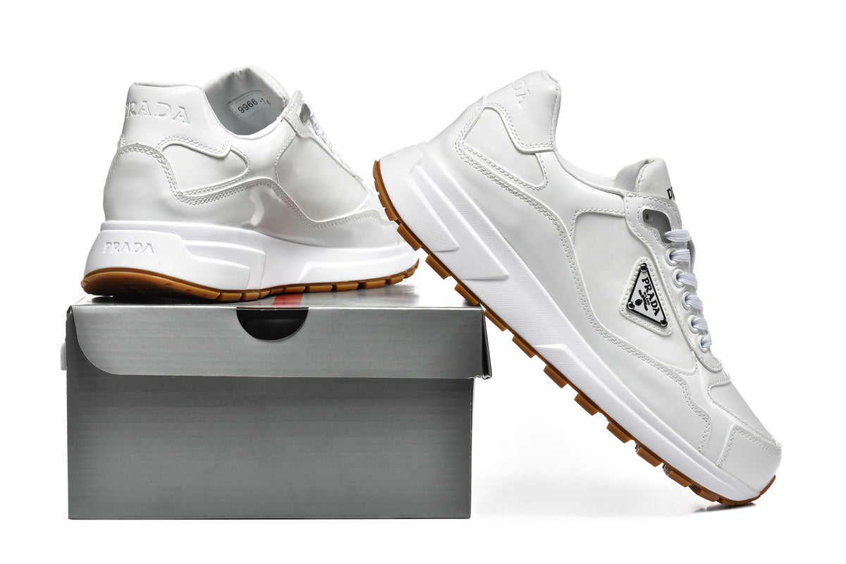 Prada Logo Low-Top Sneakers in White