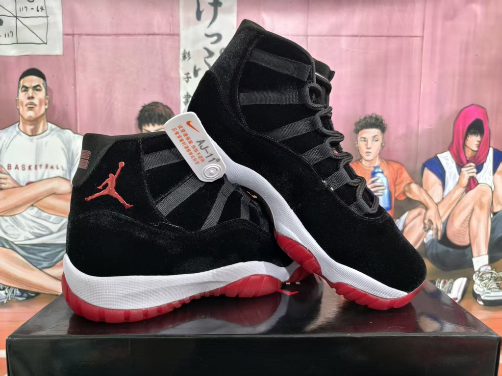 Jordan Black and Red Velvet Basketball Sneakers
