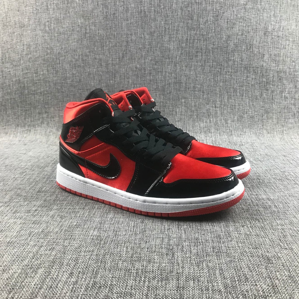 Jordan Air Jordan 1 Mid Red Black Patent Sneakers BQ6472-600