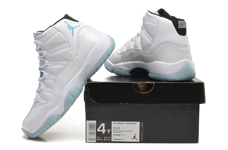 Jordan Air Jordan 11 Retro High-Top Sneakers White and Blue